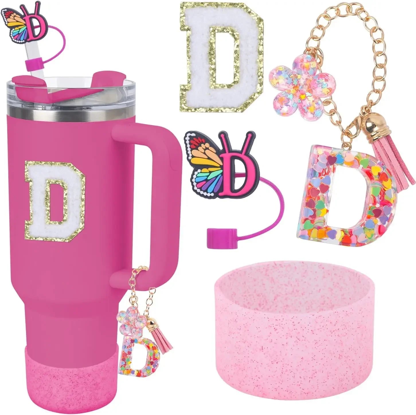 Accessories for Stanley Cup 40oz 30oz Letter Charms for Handle Silicone Boot,Straw Cover Topper & Sticker Charms