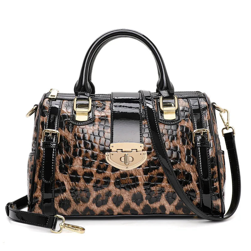 Aidrani A Trendy Leopard Print WOMEN'S Handbag Made of Glossy Material Waterproof and Scratch Resistant Technology and High-qua