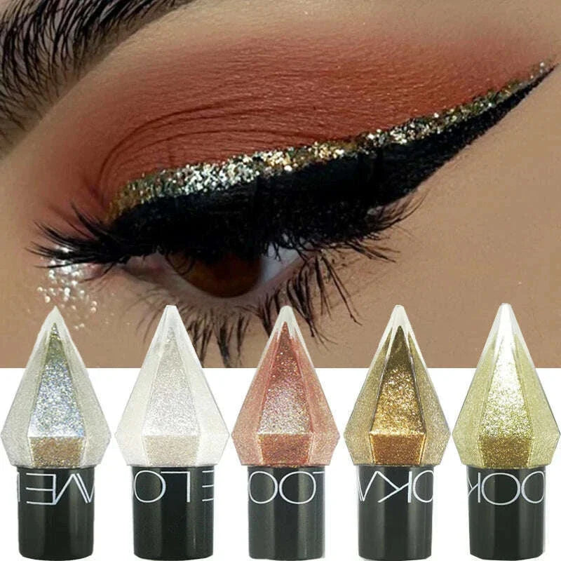 Glitter Diamond Eyeliner Pencil Waterproof Silver Rose Gold Pearlescent Sequins Eye Liner Eyeshadow Pen Eyes Makeup Cosmetics