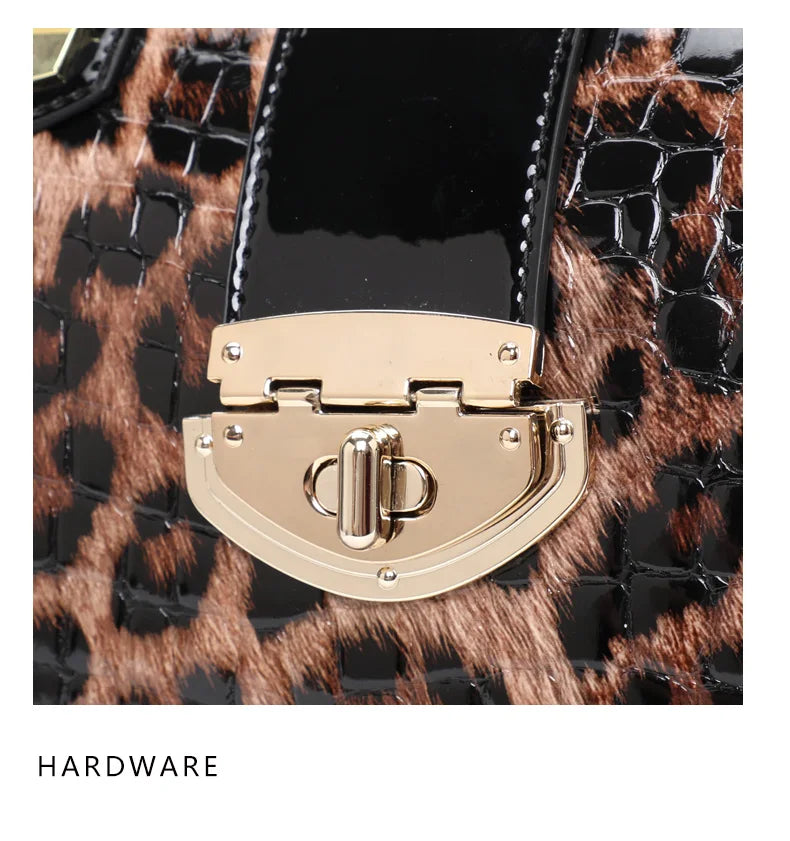 Aidrani A Trendy Leopard Print WOMEN'S Handbag Made of Glossy Material Waterproof and Scratch Resistant Technology and High-qua
