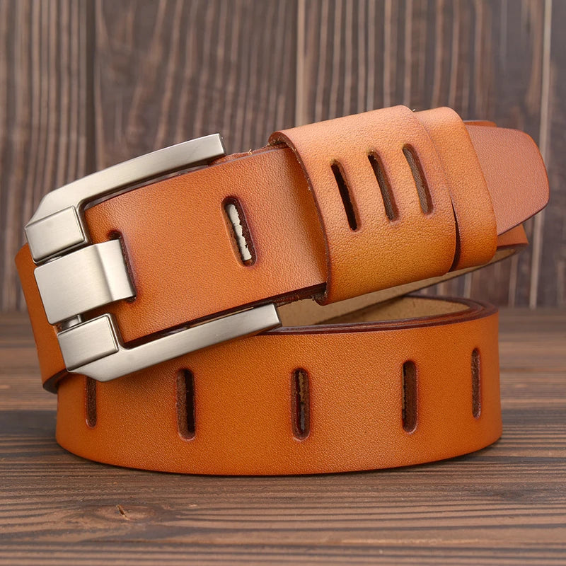 3.8CM Male Belt Men Strap High Quality Genuine Leather Luxury Designer Pin Buckle Casual Cowboy Belts Business Ceinture Homme