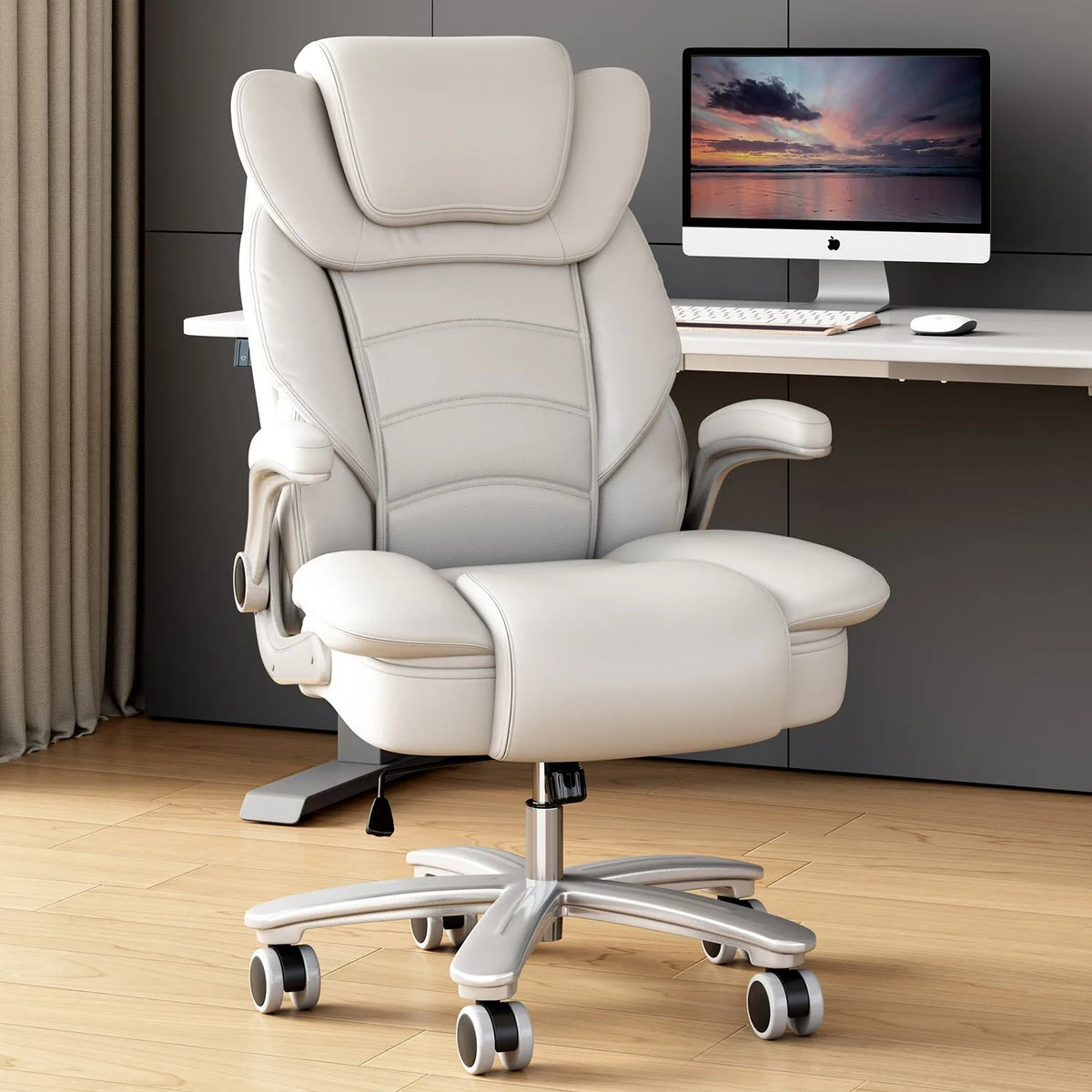 Big and Tall Fabric Computer Chair Full Stainless Steel Comfortable Ergonomic Chair | Kimlud Modern Luxury Home