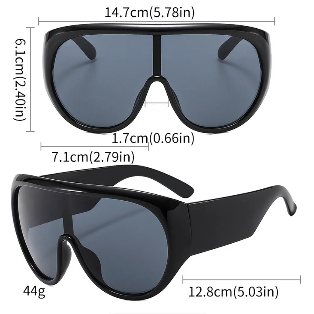 New Fashonable Oversized One-piece Luxury Sunglasses For Women Men Big Goggles Sports Sun Glasses Trendy Shades UV400 Eyewear - Kimlud