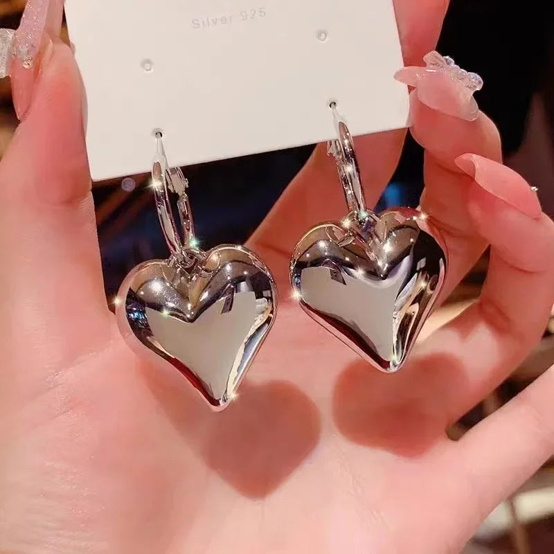 Heart Shaped Pendant Hollow Hoop Earrings Fashion Alloy Jewelry for Women Luxury Style for Date Nights and Vacations...