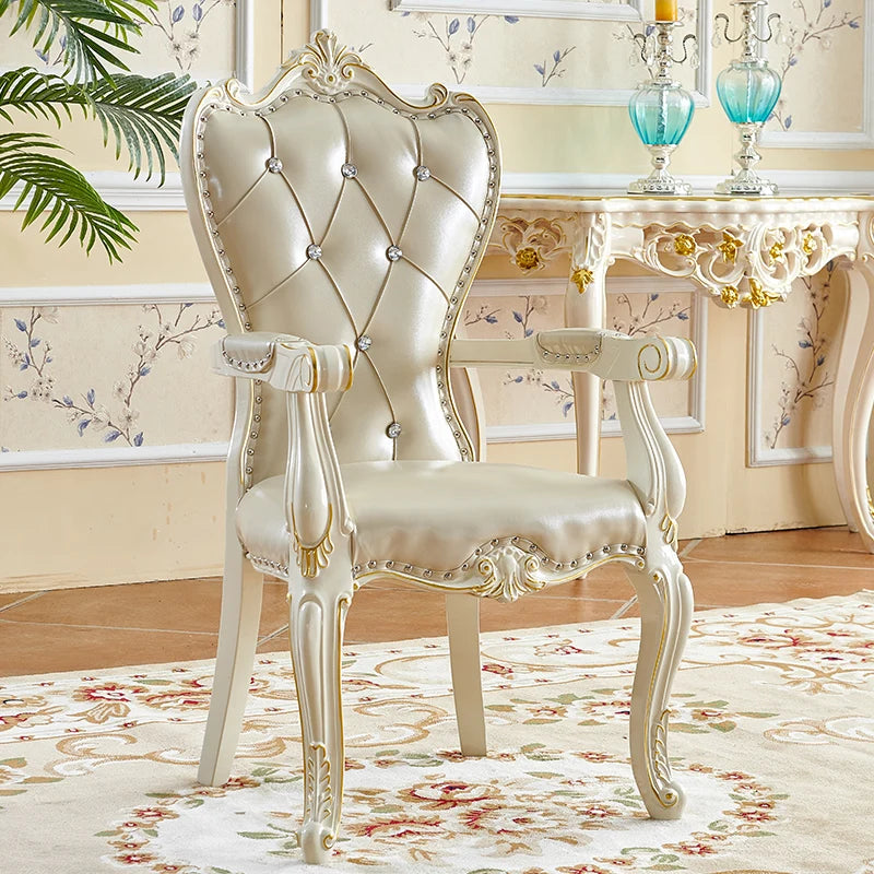 European Solid Wood Dining Chair Princess Lazy Throne Luxury Lounge Chair Fashion Butterfly Ergonomic Muebles Entrance Furniture - Kimlud