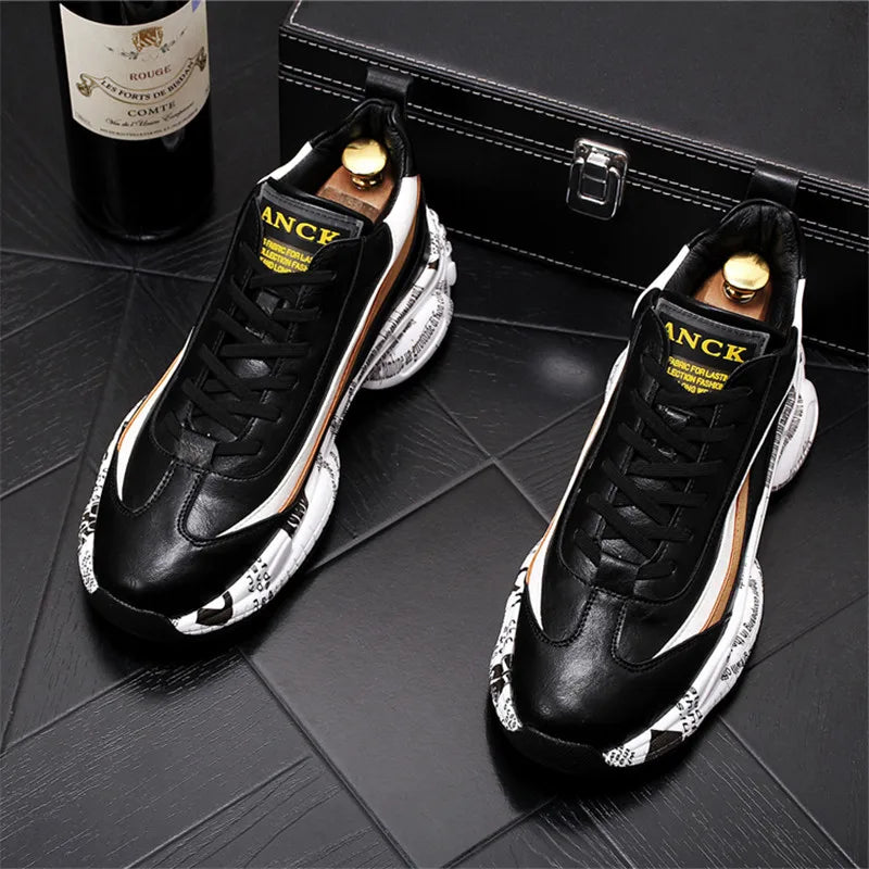 New Fashion Thick Sole Platform Sneakers Men Vulcanize Shoes Man Mixed Color Chunky Shoes Men Trainers Soft Shoes BM1198