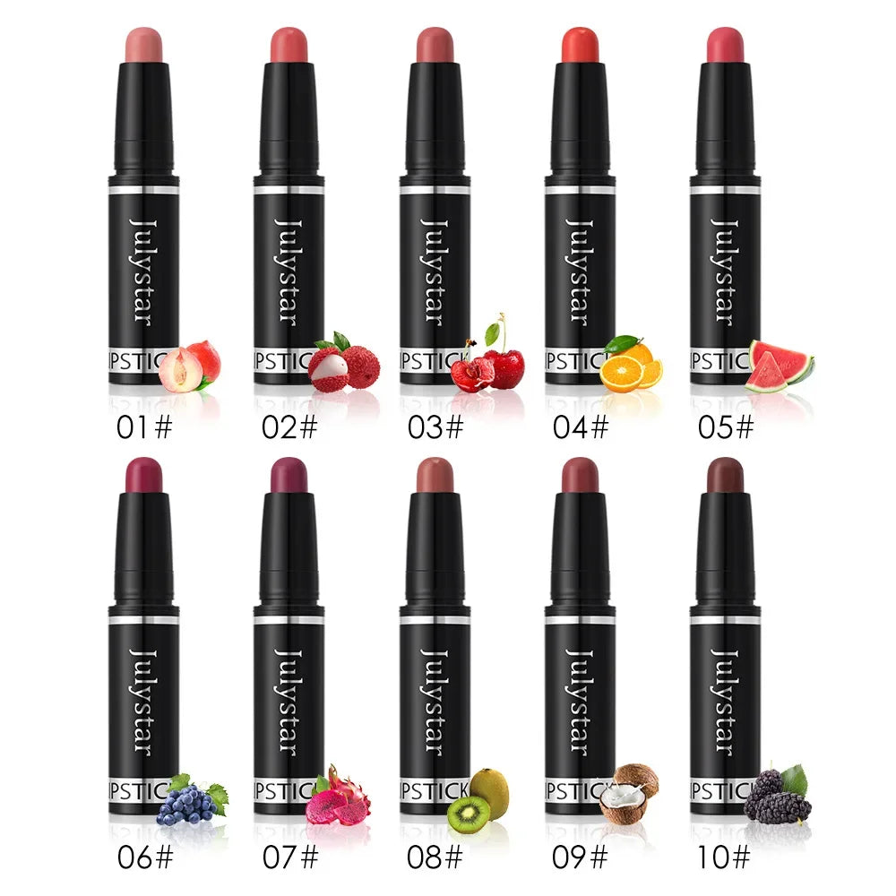 10 Color Nude Brown Matte Lipstick Pen Waterproof Lasting Non-Stick Cup Velvet Fruit Lipstick Lip Tint Pencil Makeup Lip...