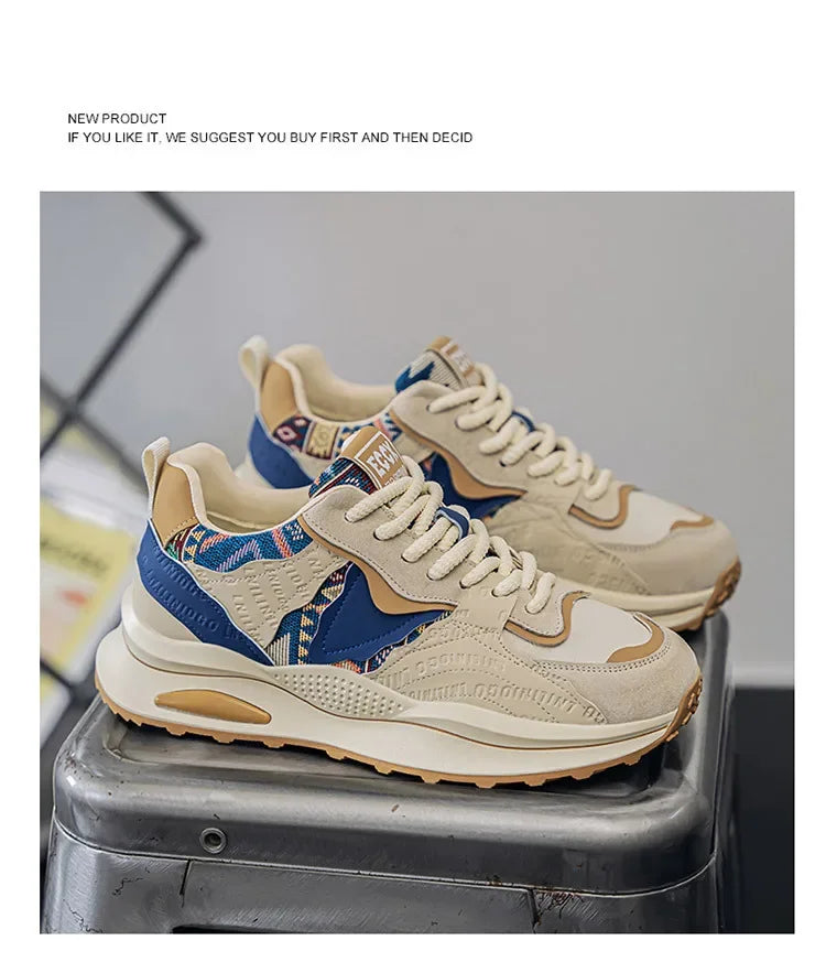 New Summer Men's Thick Bottom Heightening Dad Shoes Anti-slip Wear-resistant Sports Board Shoes Fashionable Casual Trendy Shoes - Kimlud