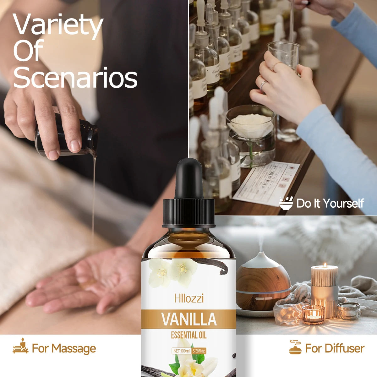 Vanilla Plant Extract Aromatherapy Essential Oil Face Body Diffuser Humidifier Massage, Shower, Manicure, Hair Care