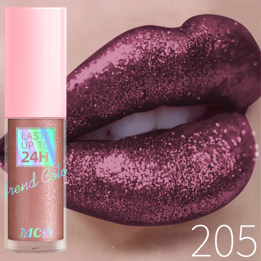 18 Colors Diamonds Glitter Lip Gloss Long Lasting Waterproof Liquid Lipstick Pearl Shining Lip Color Sparking Lip Makeup Women