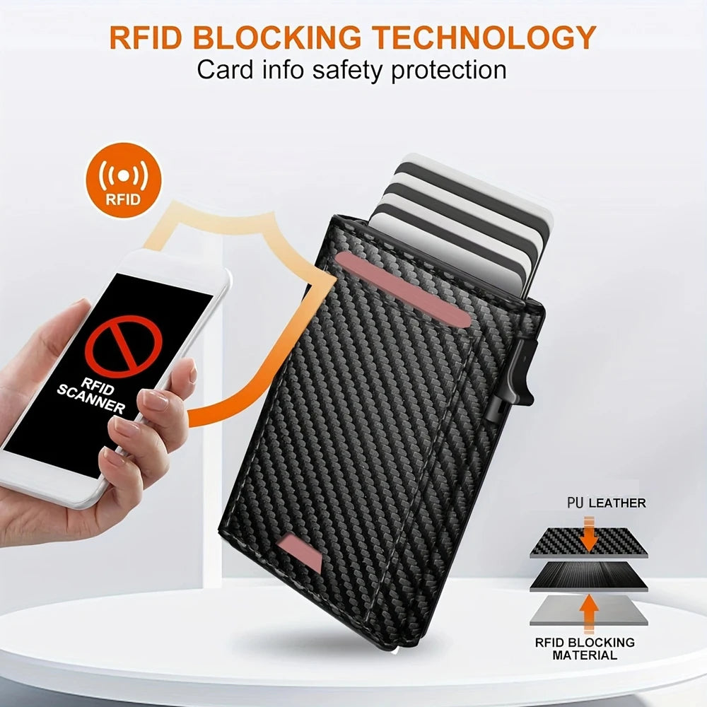 2024 New Men's Business Wallet Multi-card slot magnetic enclosure RFID Blocking Travel Wallet Card holder card pack
