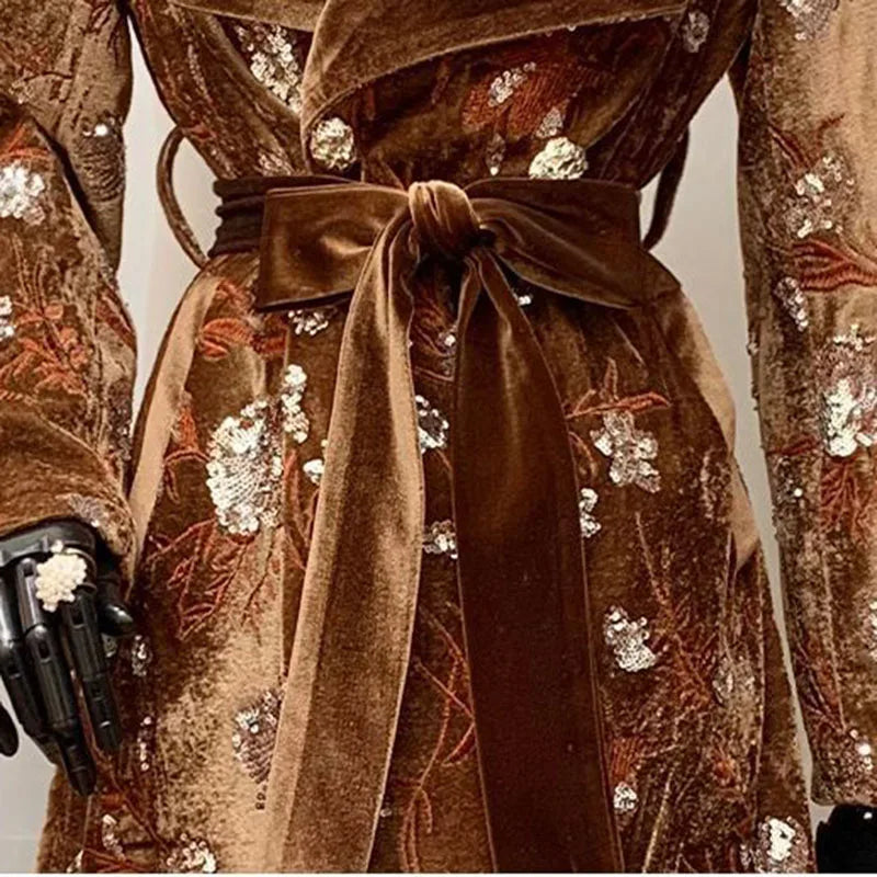 Women Overcoat 2025 New Fashion Elegant Lapels Women Trench Coat Autumn Winter High-Quality Embroidery Women's Trench Coat H656