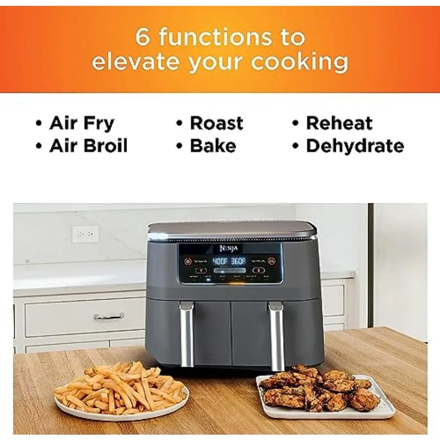 6-in-1 DualZone Air Fryer with 8-Quart Capacity and 2-Basket Design for Efficient Cooking Ideal for Large Families and Meal Pre