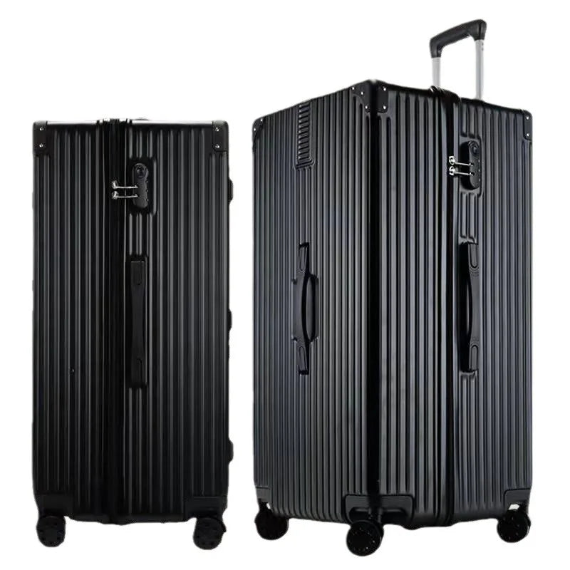 Oversized 28/50/70/80-inch Suitcase Aluminum Frame Suitcase on Wheels Large capacity Leather Luggage with Combination Lock
