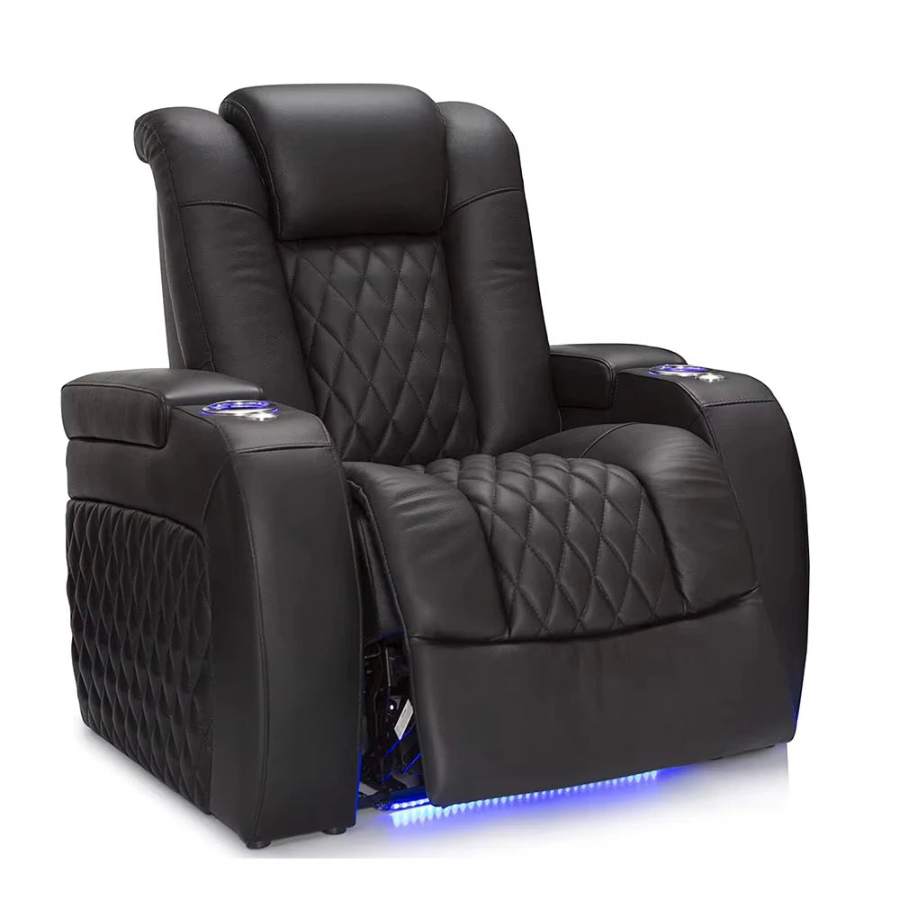 White Color 3seater Electric Cinema Sofa Home Theater Furniture Cinema Interior Home Theater Laydown Table Recliner Sofa Chair