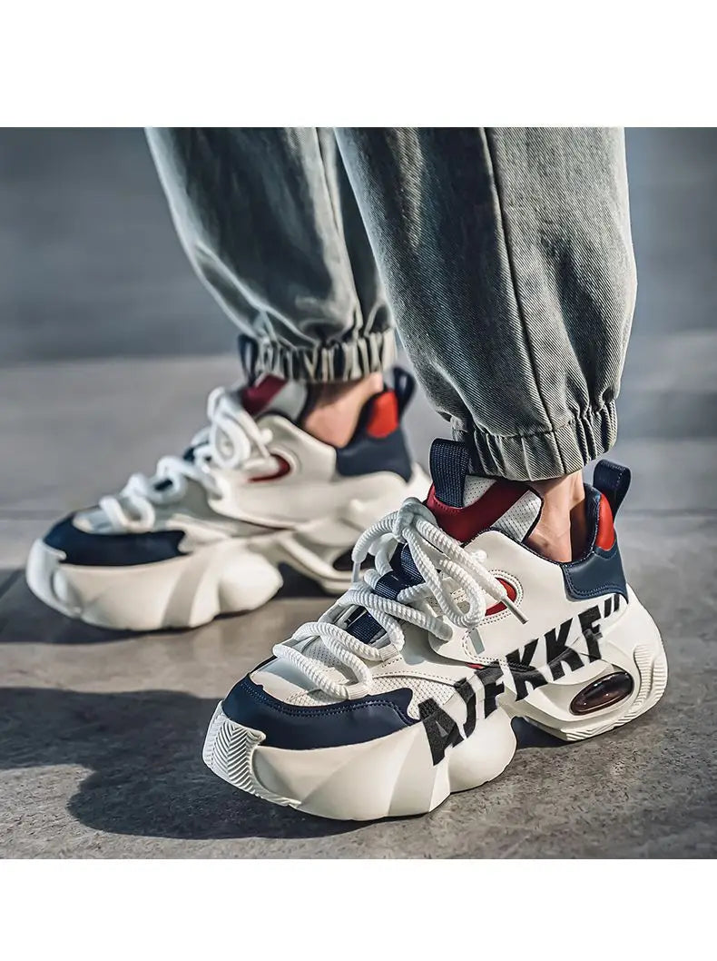 Ins Color-blocking Trendy Men's Shoes 2025 Yellow Dad Shoes Chunky Sneakers Man Thick-soled Height-enhancing Casual Sports Shoes