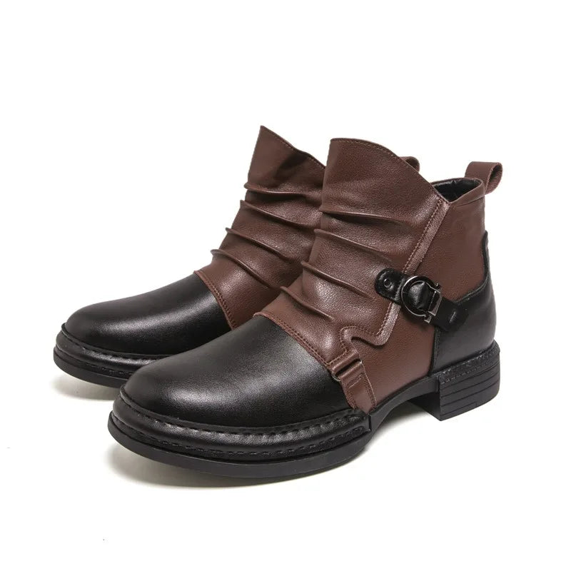 Autumn Winter Retro Ankle Boots for Men Fashion Casual Size Zipper Motorcycle Boots Man New Designer Warm Platform Shoes Male