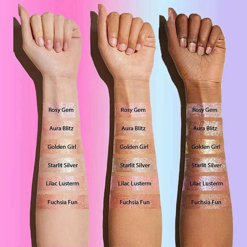 PAGE VINE Crystal Jelly Highlighter Eyeshadow Stick Shiny Multi-colored Pearlescent Shimmer Lip Balm Sparking Shine Face Makeup