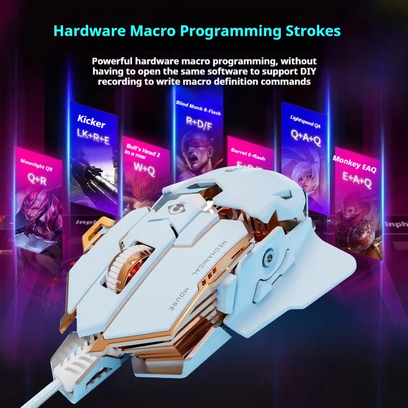 EWEADN G5 USB Wired Gaming Mouse Silent or audible optional, Buttons Macro Function Keys, for desktop, laptop, computer, school