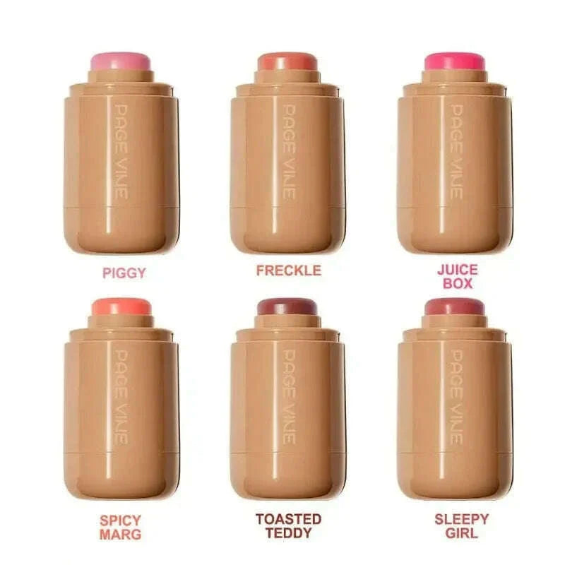 New2025 Blush Stick Cream PAGE VINE Pocket Lip Cheek Pocket Rouge Highlights to Brighten Natural Hydrating Korea Pink Cosmetics