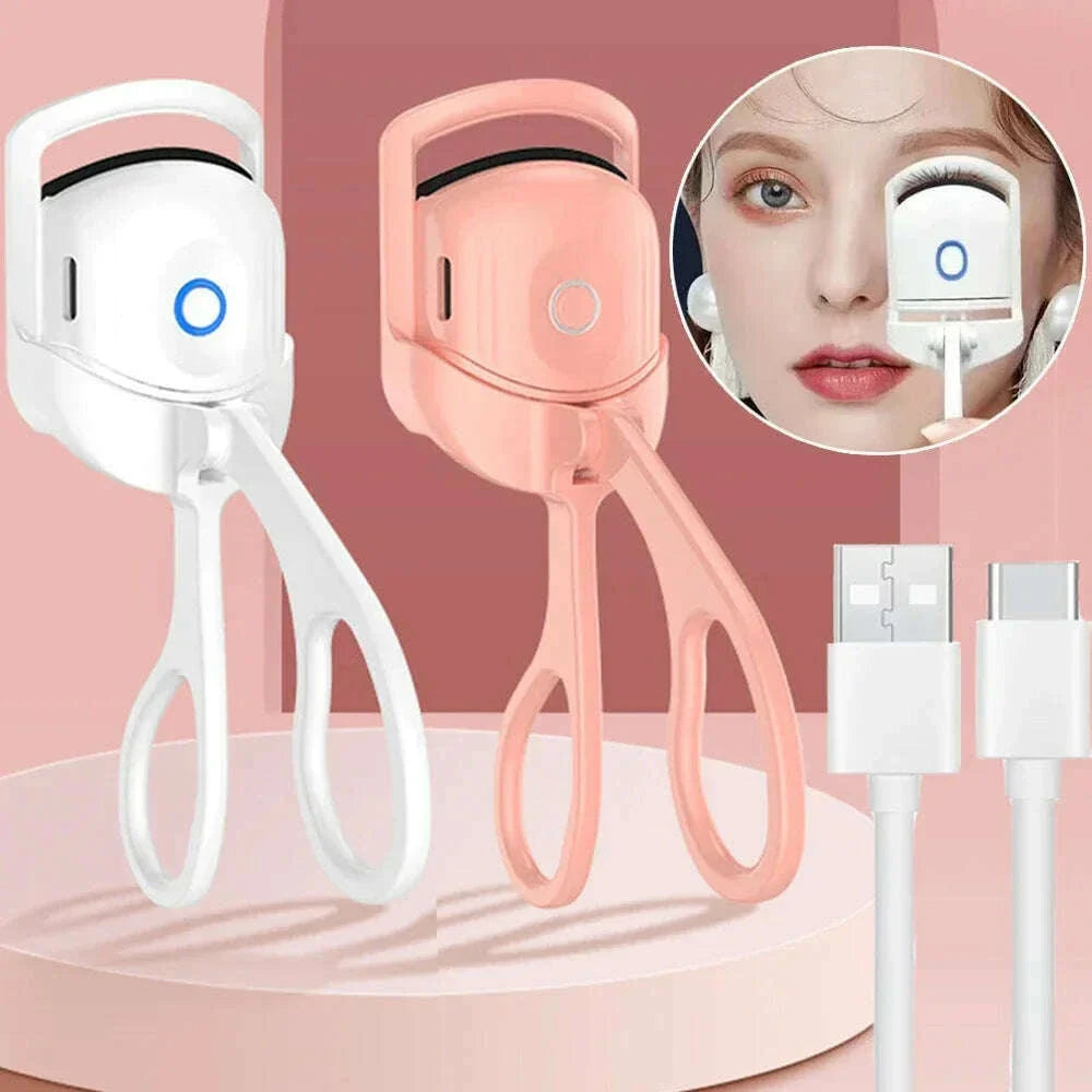 Portable Electric Heated Eyelash Curler Comb Eye Lash Perm Long Lasting Shaping Eyelash Curls Thermal Eyelash Curler Makeup Tool