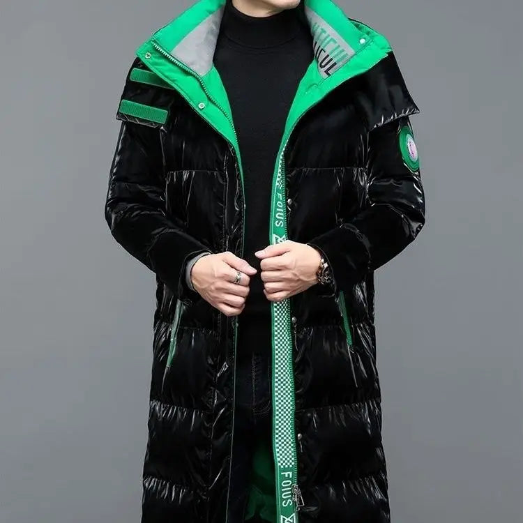 New Winter Jacket Men's Long Luxury Business Thickened Down Cotton Warm Parkas Men's Street Snow Cold-proof Hooded...