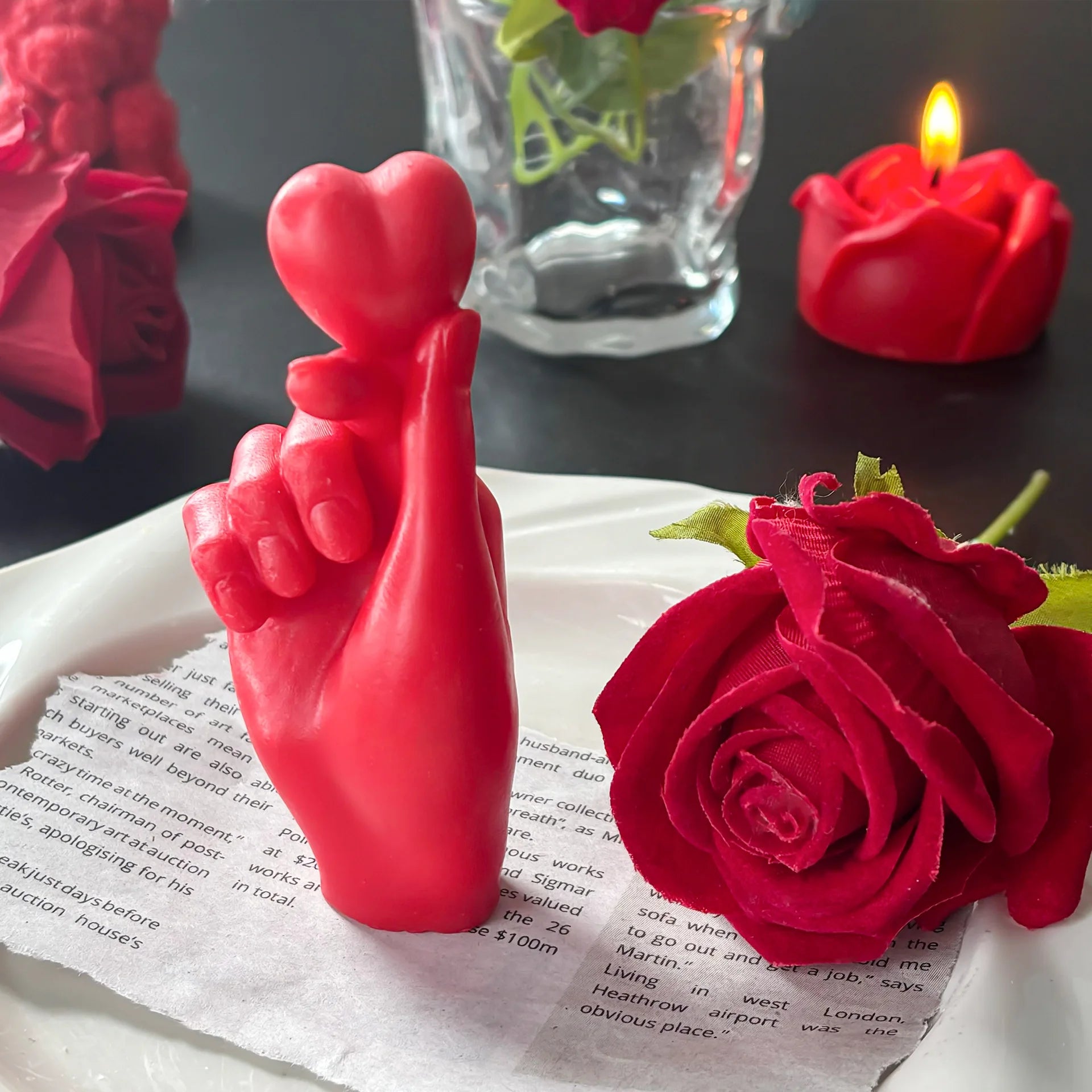 1pc 3D Heart Gesture Aromatherapy Candles DIY Scented Candles for Wedding Valentine'S Day Decoration Artistic Gift Set Coco