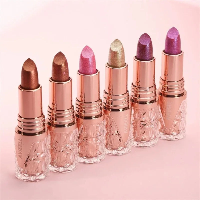 10 Colors 3 in 1 Pearlescent Lipstick Long Lasting Moisturizing Sparkling Quicksand Gold Lip Gloss Pearl Shimmer Sexy Lip Makeup - Kimlud