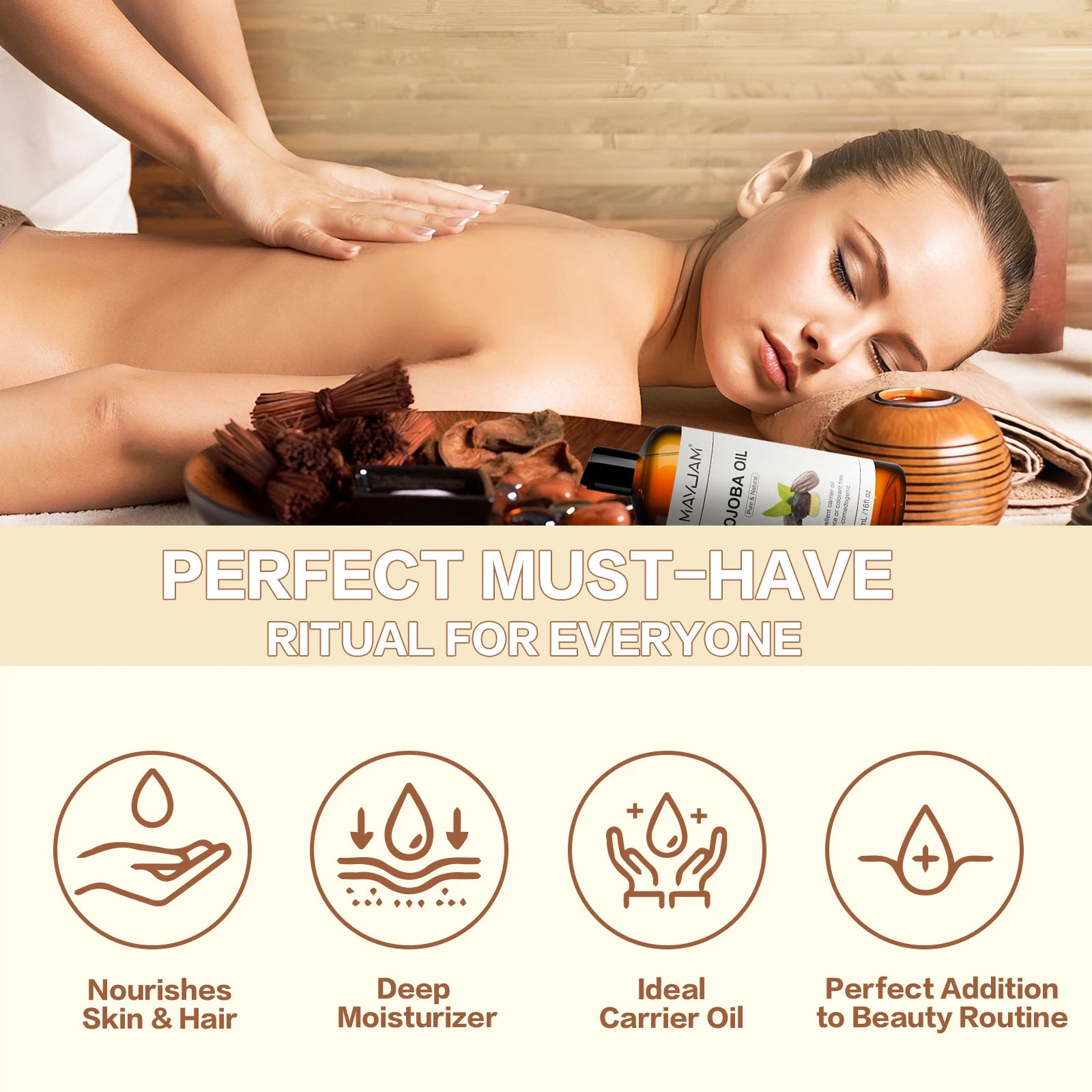 MAYJAM USDA Organic Jojoba Oil Moisturizing for Face, Hair, Skin & Nails Pure Natural Cold Pressed Grapeseed Sunflower Seed Oil