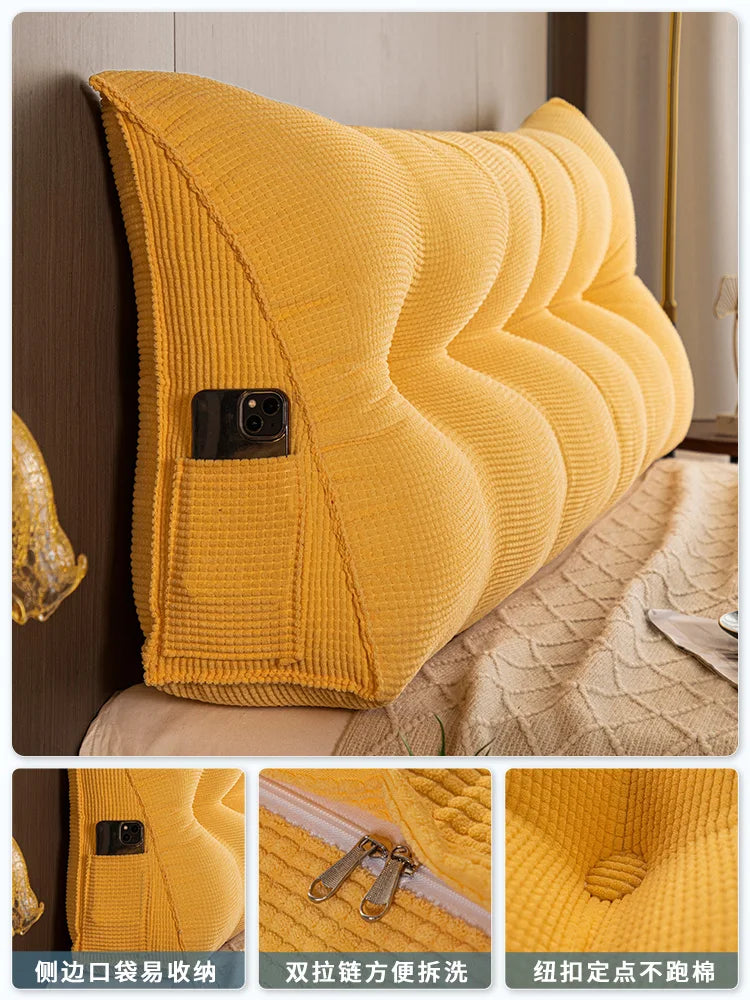 Long Pillow Headboard Cushion Triangle Large Back Bed Soft Bag Pillow Can Be Disassembled and Washed Bedroom Sofa