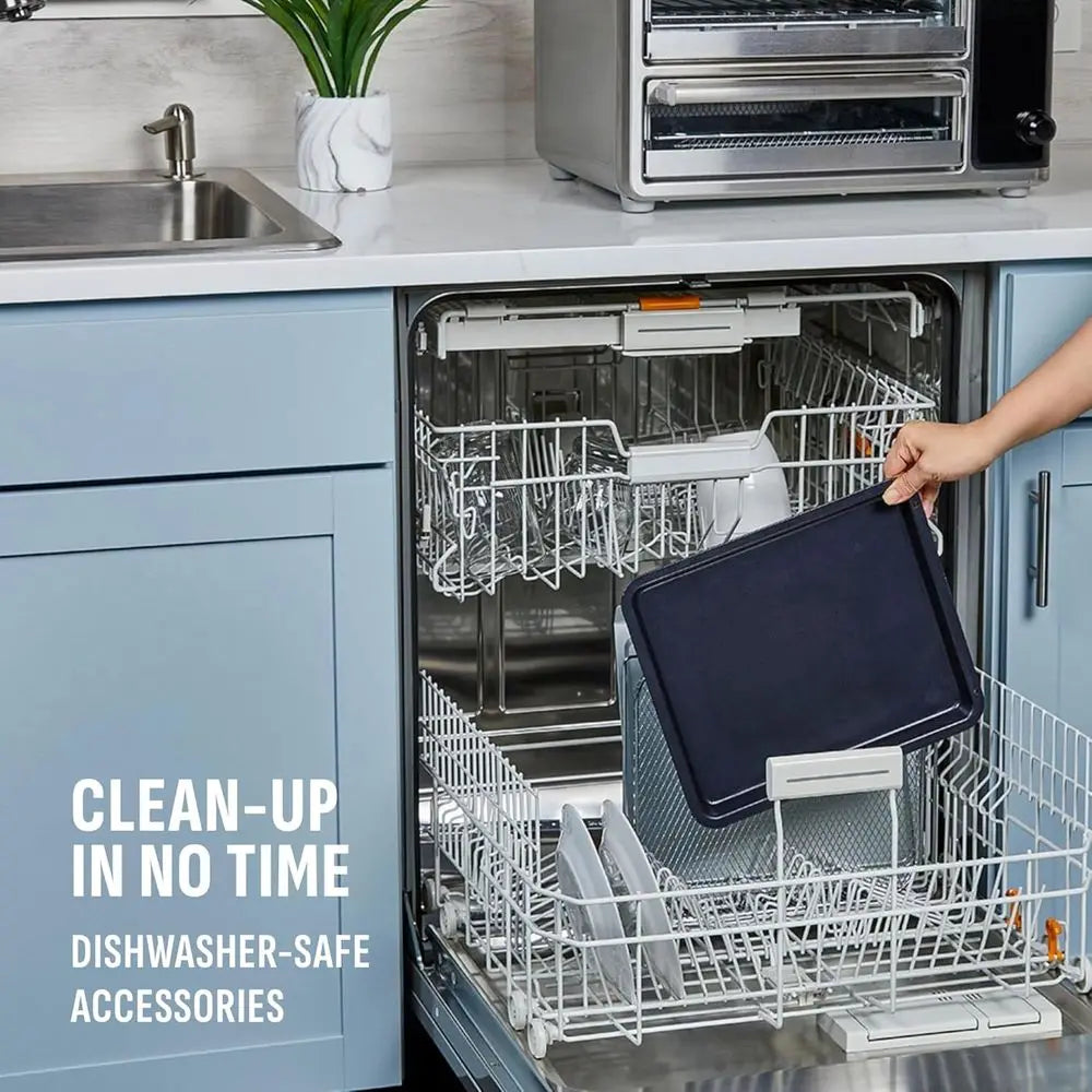 Dual Door Air Fryer Oven with 10 Cooking Functions, Ideal for Family Meals, Stainless Steel