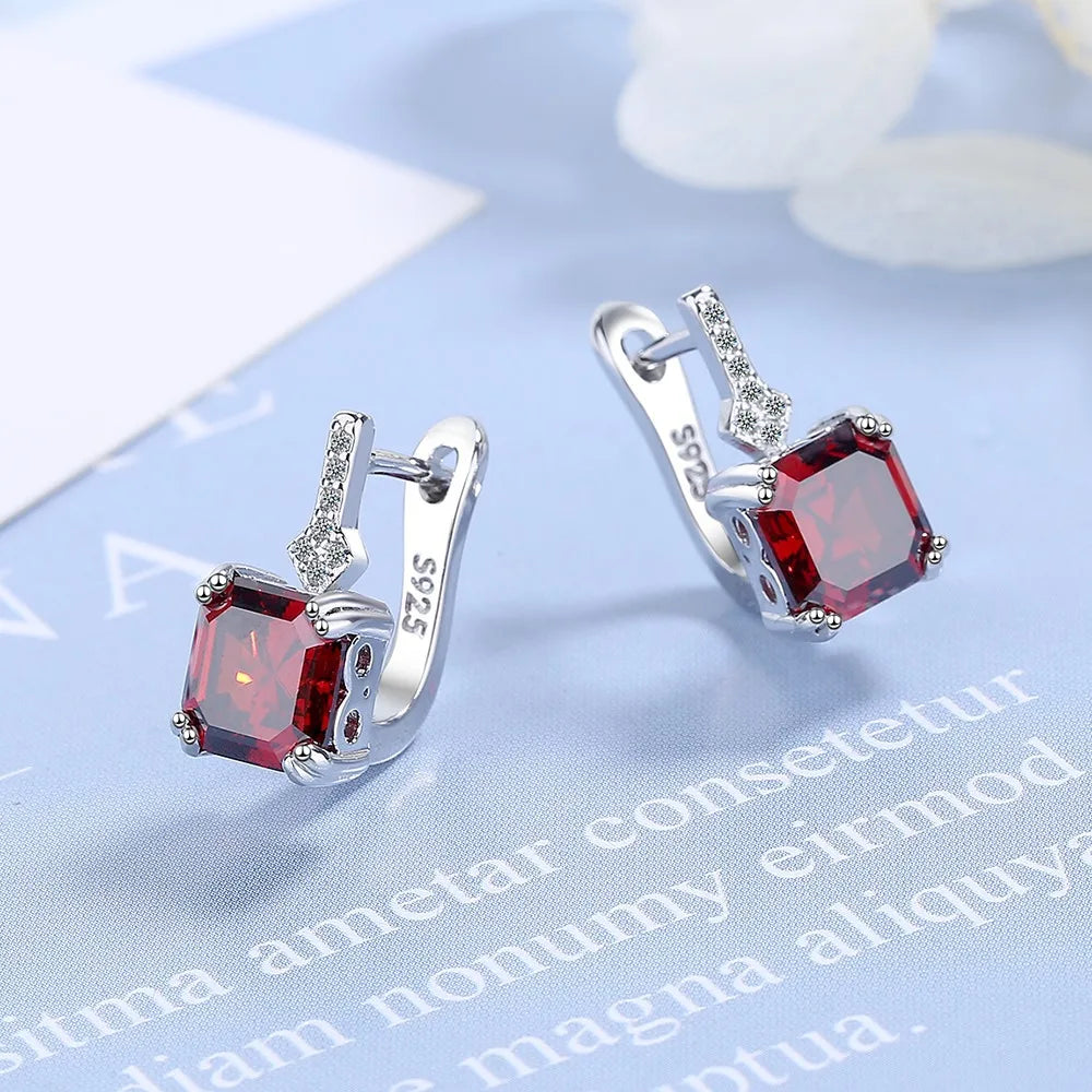 Silver Color Square Zircon Earrings for Women Girl Simple Korean Fashion 925 Silver Needle Ear Buckles Earring Trendy Jewelry