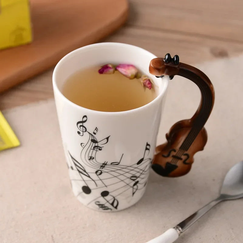 Novelty Music Note Cup Ceramic Guitar Coffee Mugs Personality Tea/Milk/Juice/Lemon Water Bottle Christmas Birthday Gift...