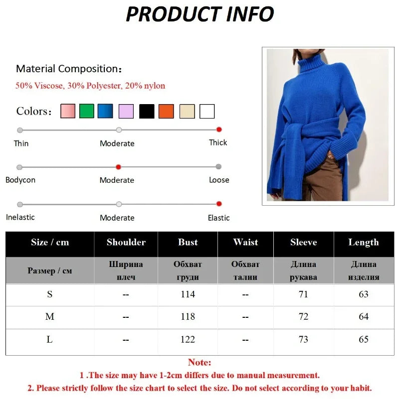 Blubelle Women Turtleneck Sweater Autumn Thick Warm Pullover Tops NEW Winter Oversized Casual Loose Knitted Jumper Female pull