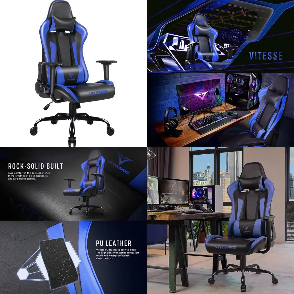 Ergonomic Teen Racing Style Gaming Chair with High Back Support, Massage Cushion, and Lumbar Support for Comfortable Computer De