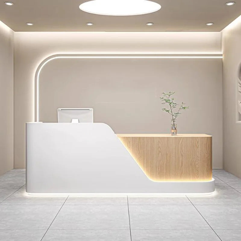 Organizers Minimalist Reception Desks Led Lights Curved Modern Reception Desks Beauty Salon Comptoire Accueil Trendy Furniture - Kimlud