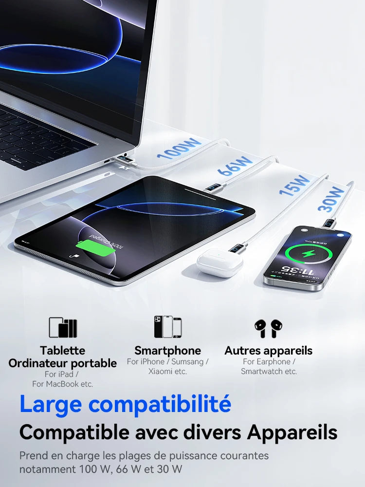 Joyroom 100W USB C Cable Automatic Power Off Fast Charge Type C Cable For iPhone 16 15 Pro Max Xiaomi Sumsang Huawei