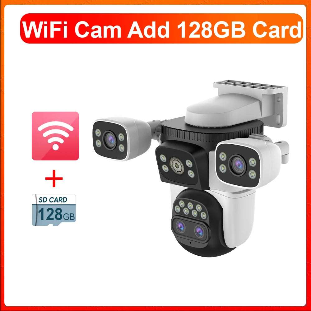 LS VISION 20MP WiFi Security Cameras 10X Zoom Three Screen Four Lens CCTV PTZ Auto Tracking Human Detection Surveillance Cameras