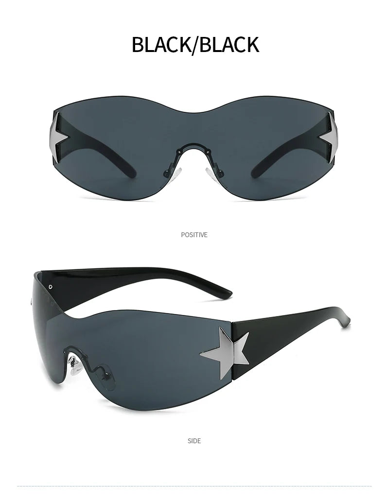 Fashion Sunglasses for Women Men Trendy Shield Wrap Around Sunglasses Oversized Fashion Frameless Sun Glasses