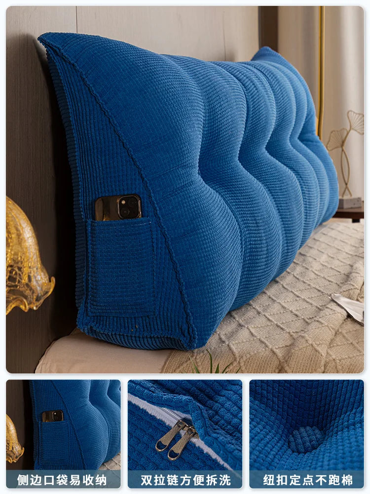 Long Pillow Headboard Cushion Triangle Large Back Bed Soft Bag Pillow Can Be Disassembled and Washed Bedroom Sofa
