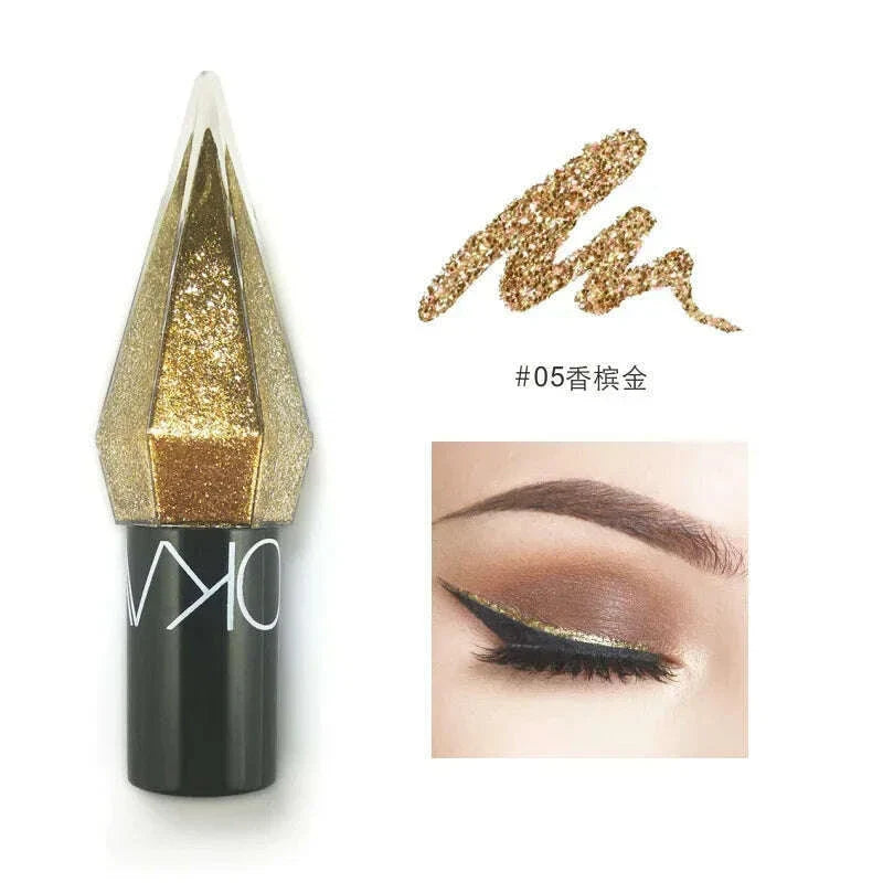Glitter Diamond Eyeliner Pencil Waterproof Silver Rose Gold Pearlescent Sequins Eye Liner Eyeshadow Pen Eyes Makeup Cosmetics