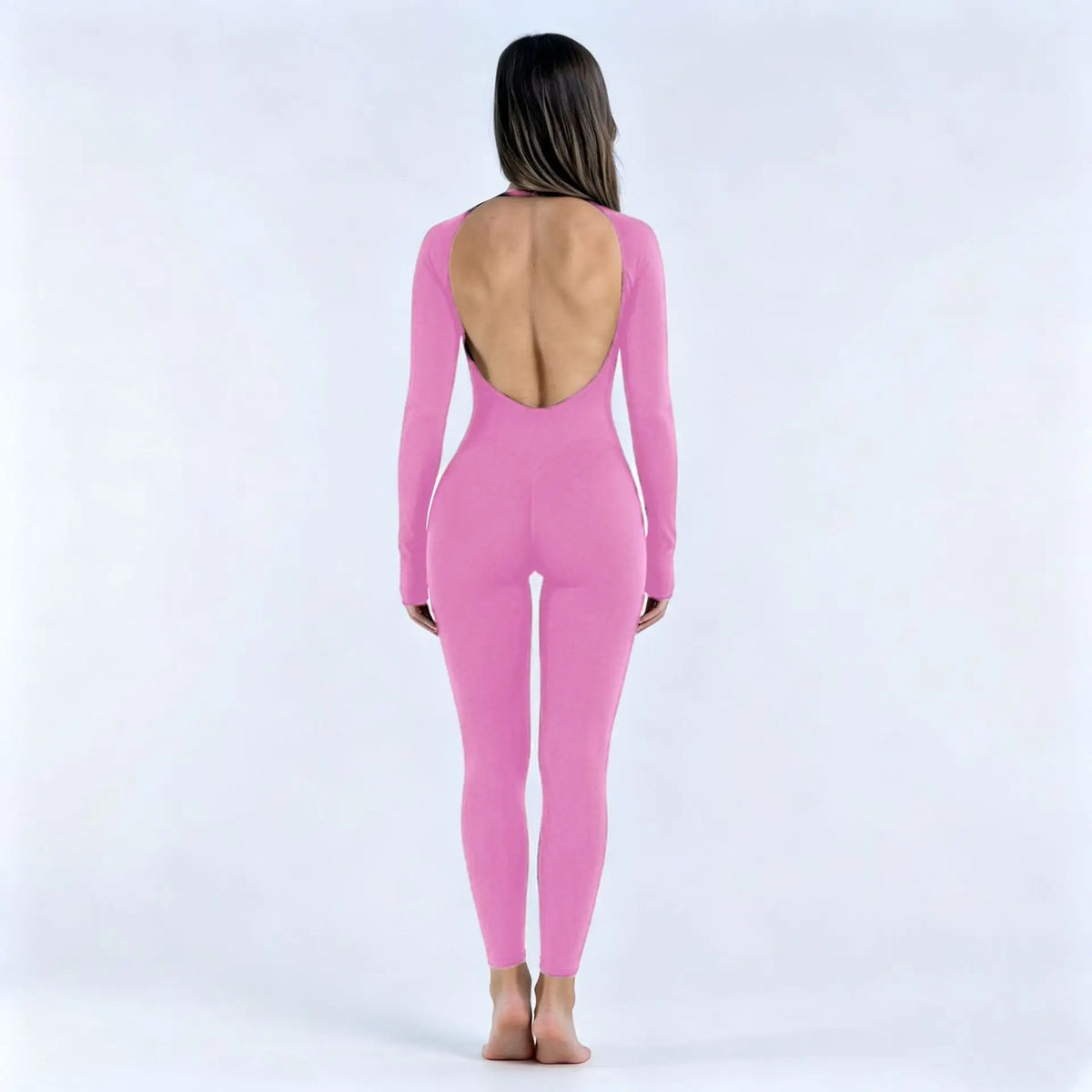 Sports Overall Bodysuit Women Seamless Jumpsuit Gym One-piece Suit Workout Outfits Backless Yoga Tights Long Sleeve Activewear - Kimlud