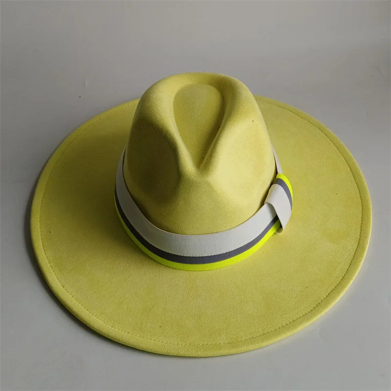 Grayish Brown Suede Hat Wide Brim 2026 NEW Fedora Hat Men Women Autumn Winter Felt Hats Classic Church Fedoras Chapeau...