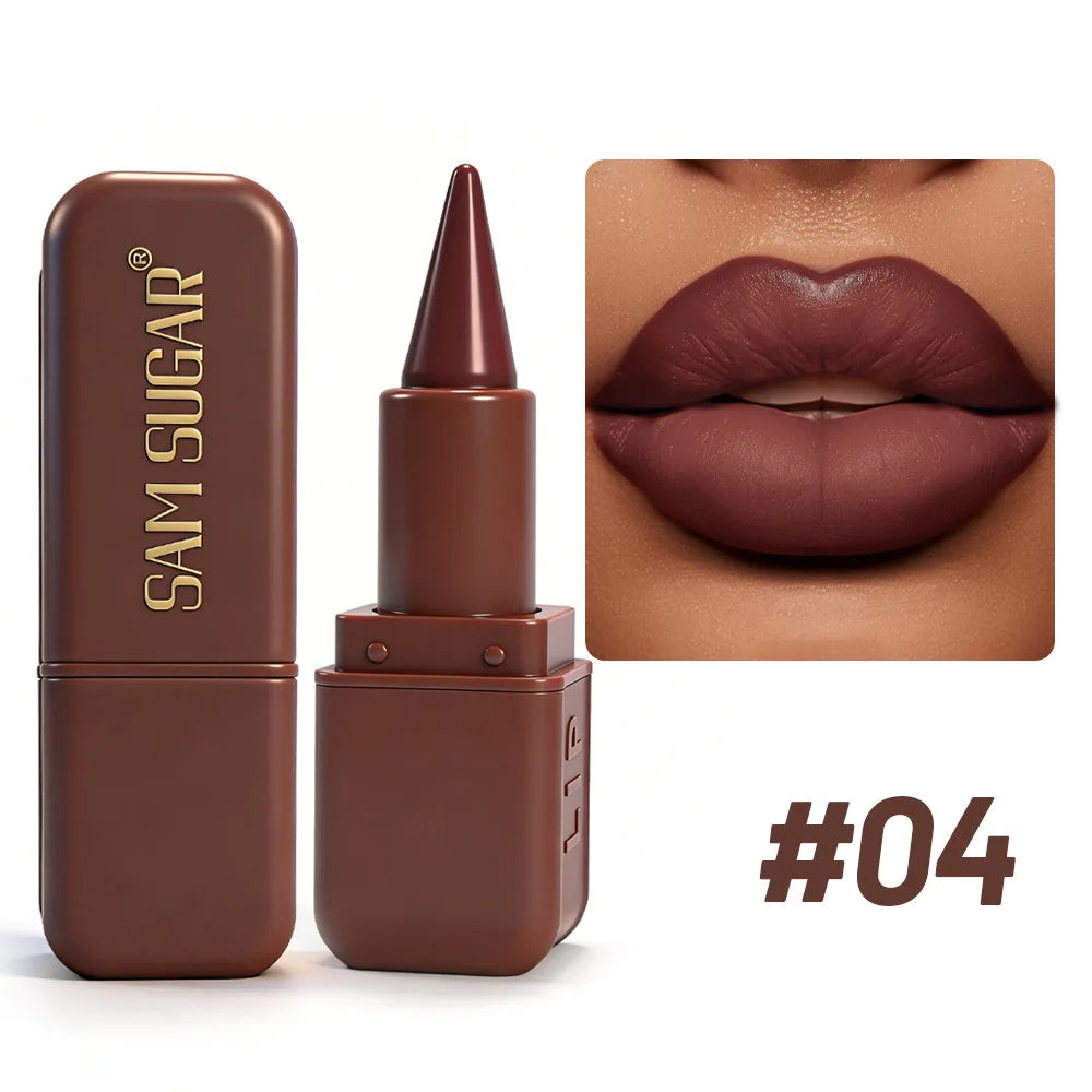 1PC Professional Lipstick Waterproof Lips Makeup Long Lasting Pigment Chocolate Brown Red Lipsticks Velvet Matte Tint...