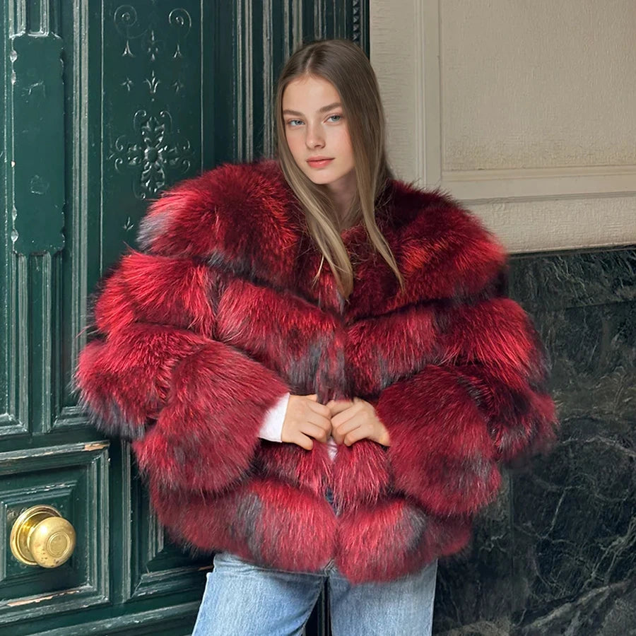 Natural Racoon Fur Coats Round Collar Genuine Fur Coat Cropped Raccoon Fur Coat Winter Women Best Selling Real Fur Coat