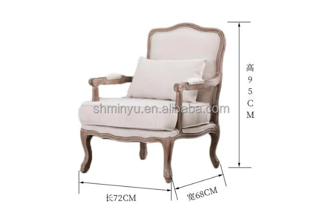 French farmhouse antique wooden armchair lounge living room furniture with stool accent chair | Kimlud Office Luxury Chair