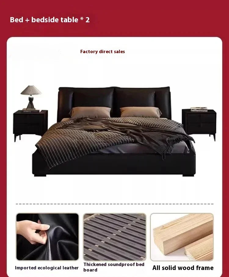 180X200cm Double Luxury King Size Bed with Office Headboards Racks and Frame Bedroom Sets Full Set Furniture Bed with...