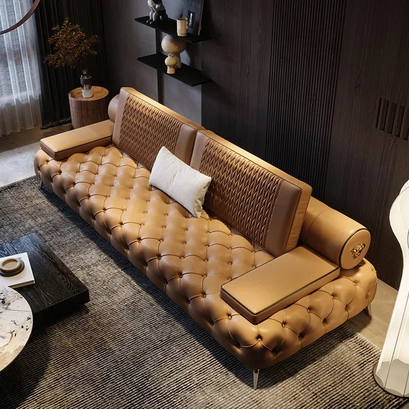 Armrest Large Filler Sofas European Brown Wood Modern Floor Salon Couch Recliner Luxury Nordic Divano Soggiorno Home Furniture - Kimlud