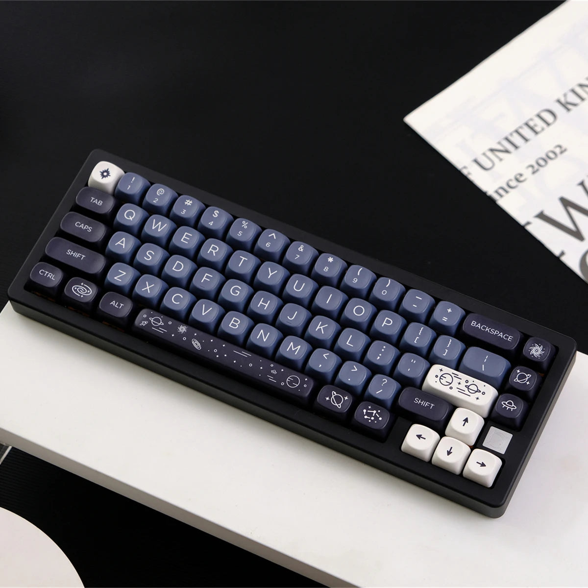 MOA Profile PBT Key caps White Milky Way Five Sided Dye Sublimation Keycaps for Cherry Gateron MX Switches Mechanical Keyboard