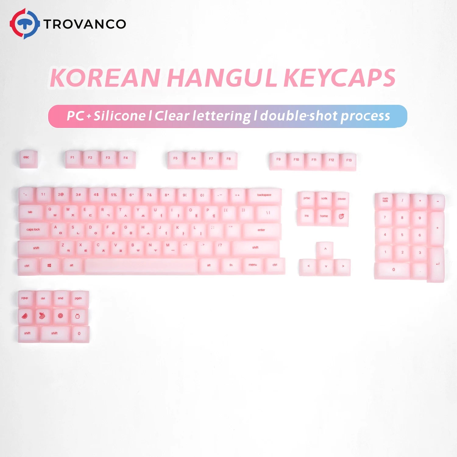 113 Keys Korean Hangul Keycaps Silicone PC Cherry Profile PC for custom Gaming mechanical keyboard personalized pink key caps